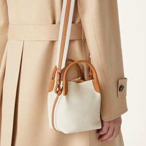 Like New! Loro Piana Micro Bale bag Calfskin Whisper White/Wheat Bran/Sun Gold